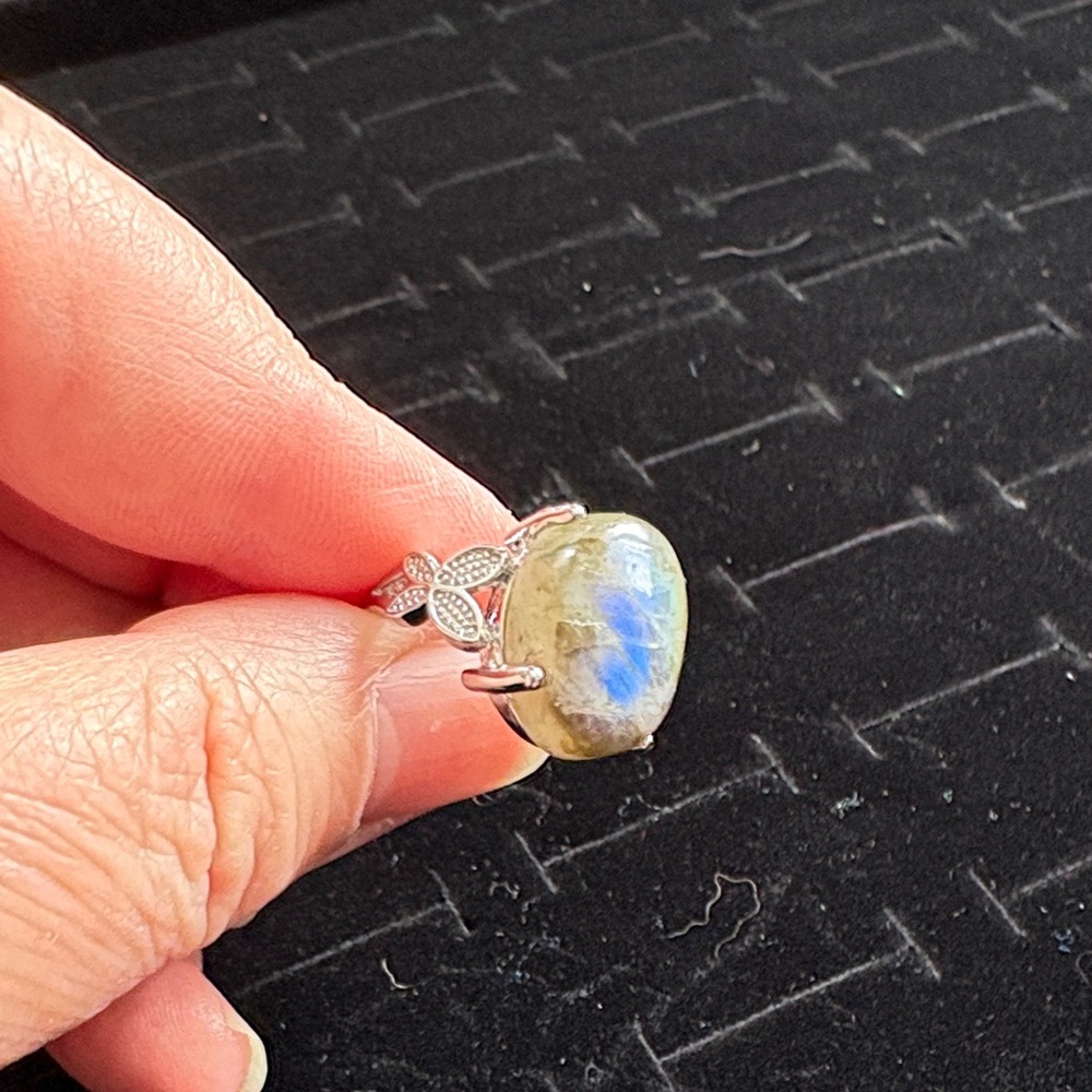 Labradorite Silver Plated Adjustable Ring - image 2
